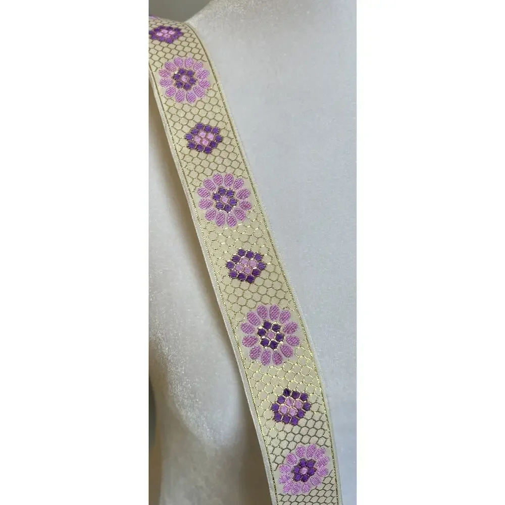 25 yards metallic jacquard woven floral trim ribbon 1.5